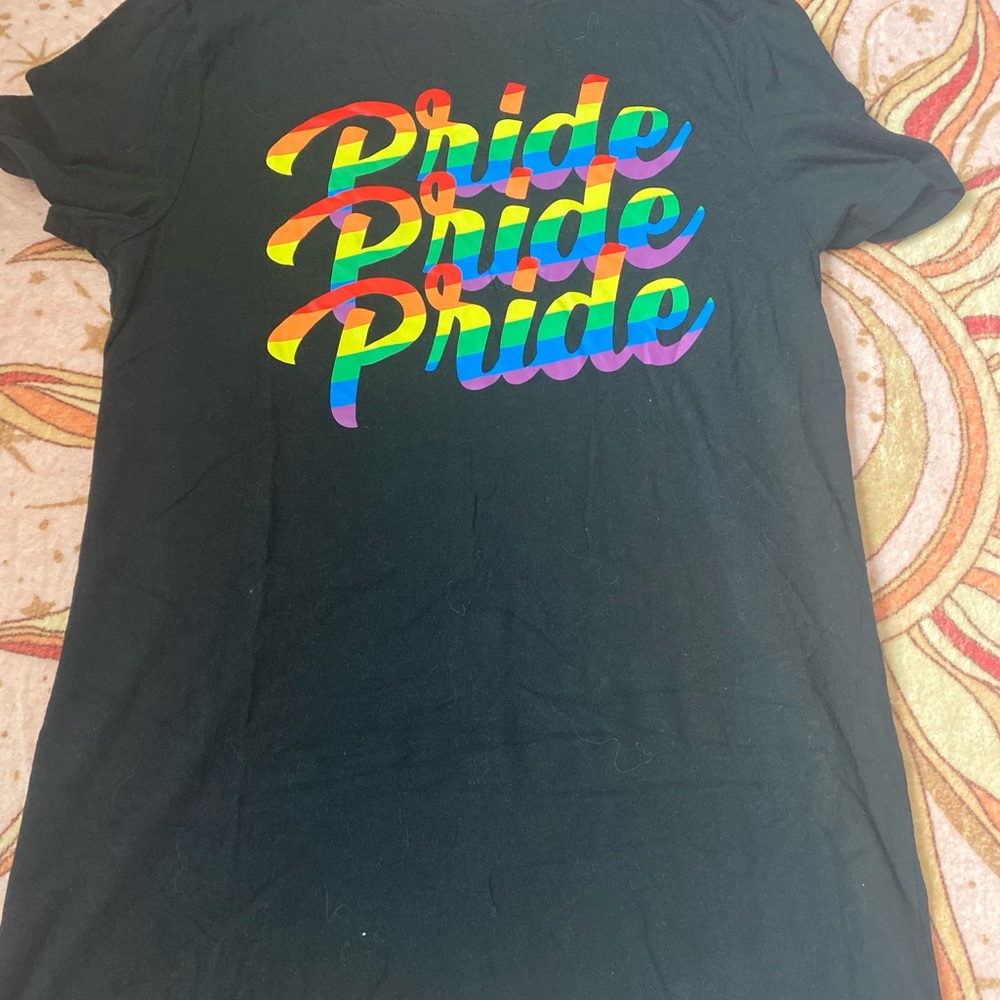 Black Pride Graphic Tee with Rainbow Script